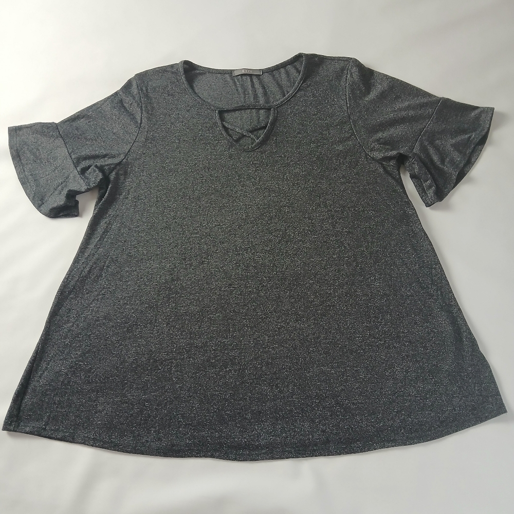 GYFT Short Sleeve Bell Ruffle Sleeve A-line Top
